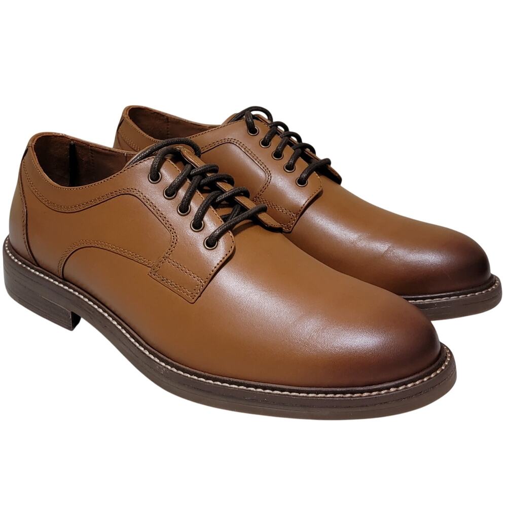 Dockers Men Ludgate Lace Up Derby Oxfords Sz US 11.5M Butterscotch Brown Leather